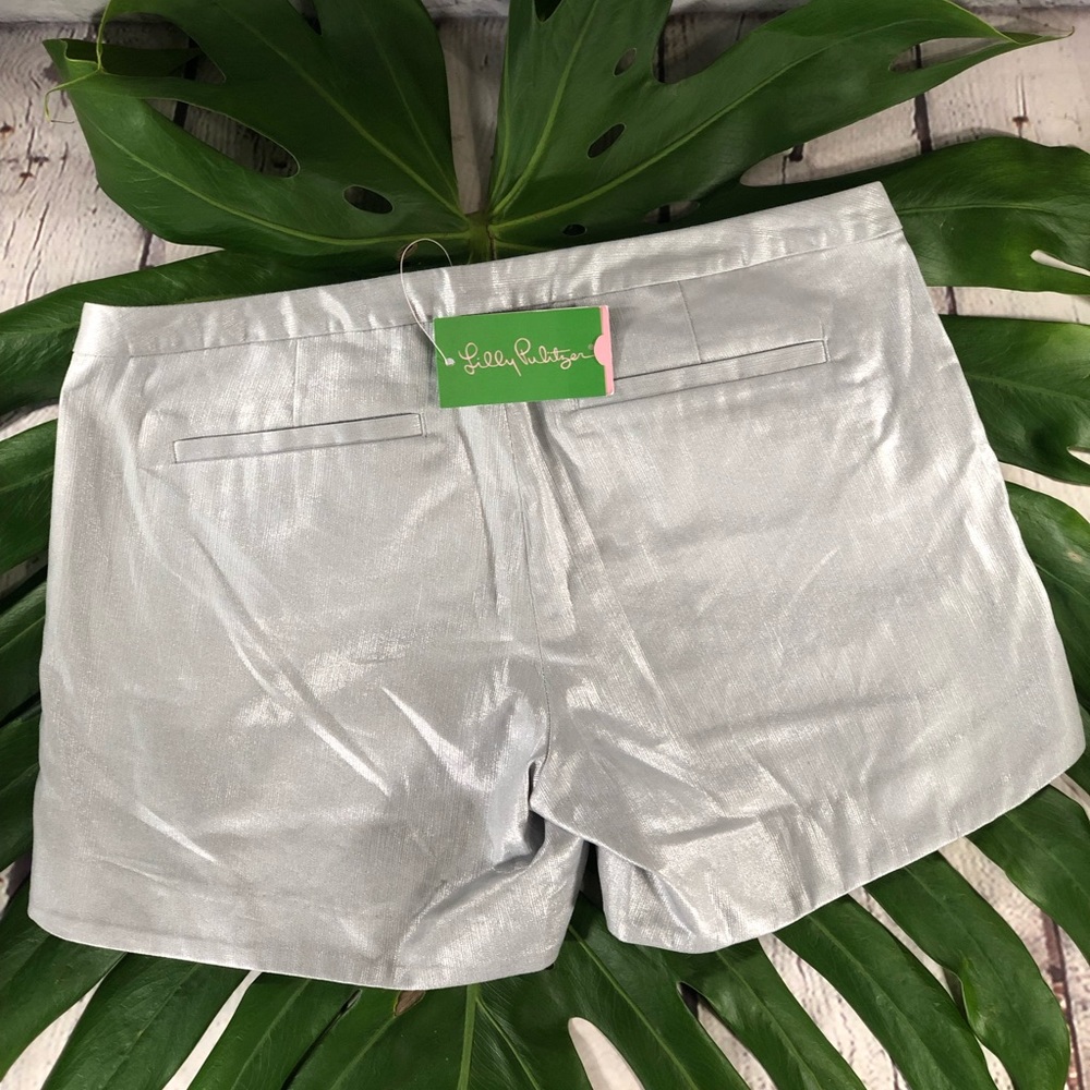 NWT! Lilly Pulitzer Kasia Shorts Silver Metallic - Picture 2 of 3